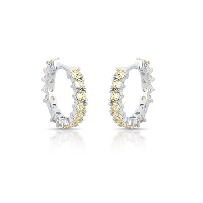 Foto Brinco Argolinha de Citrino em Ródio