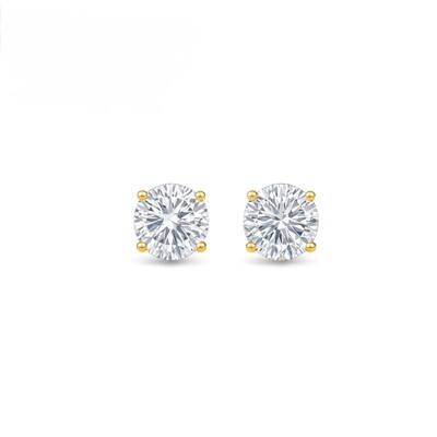 Foto Brinco Moissanite 7,5MM 3.0CT em Prata com Banho Ouro 18K