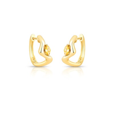 Foto Brinco Argola Ondas Lisa com navete em Dourado