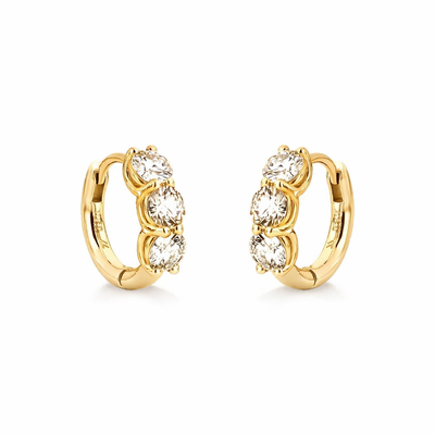 Foto Brinco Moissanite Argolinha 4MM 1.8CT Prata com Banho de Ouro 18 K