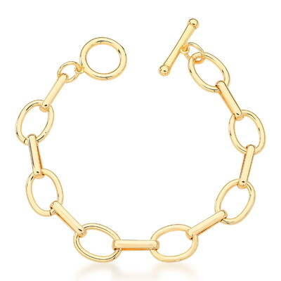 Foto Pulseira Elos Ovais com Fecho Pino em Dourado
