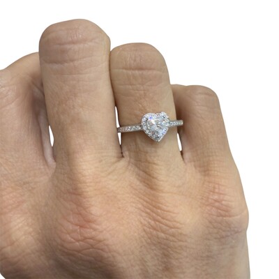 FotoAnel Coração Moissanite 5X5MM 0,682 CT em Prata 925