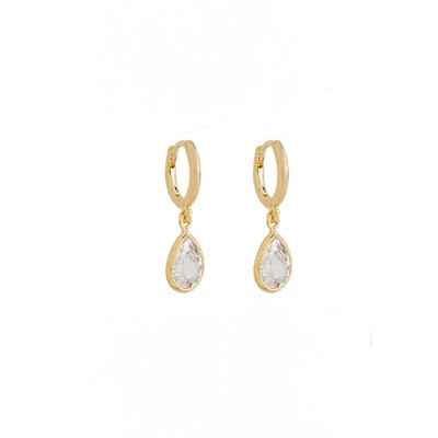 Foto Brinco Argolinha com Gota de Zircônia em Dourado