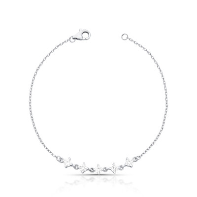 Foto Pulseira Fina com 5 Zircônias na Prata 925