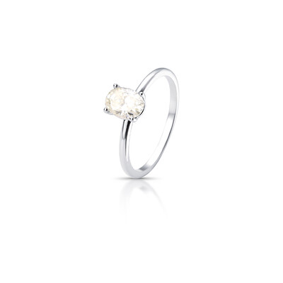 Foto Anel Solitário Oval Moissanite em Prata 925