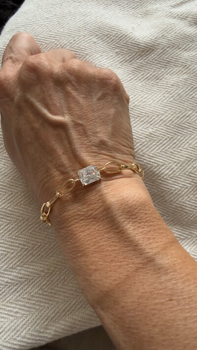 FotoPulseira Elos com Ponto de Luz Retangular em Dourado