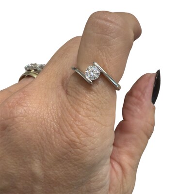 FotoAnel Moissanite Pedra Flutuante 5MM 0,5 CT em Prata 925