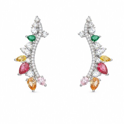 Foto Brinco Earcuff com Zircônias Colors em Rodio