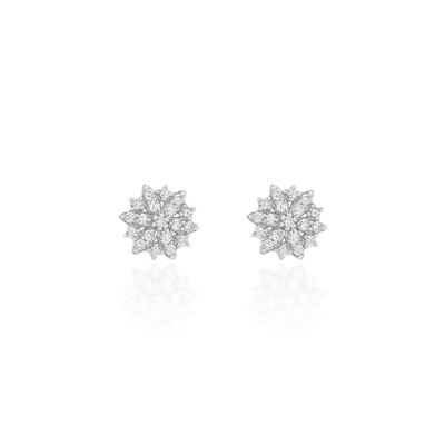 Foto Brinco Flor Sobreposta com Zircônias em Prata 925
