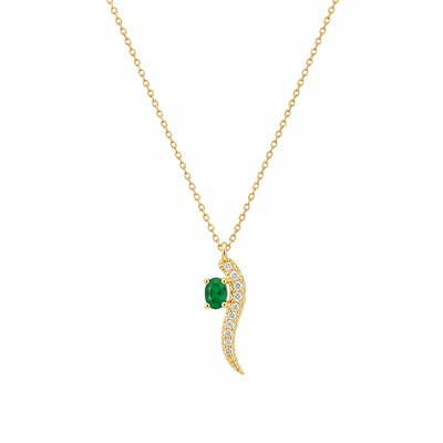 Foto Colar Filete com Esmeralda Fusion em Dourado