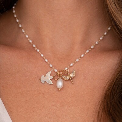 FotoColar Pérolas e Espírito Santo de Madreperola em Dourado