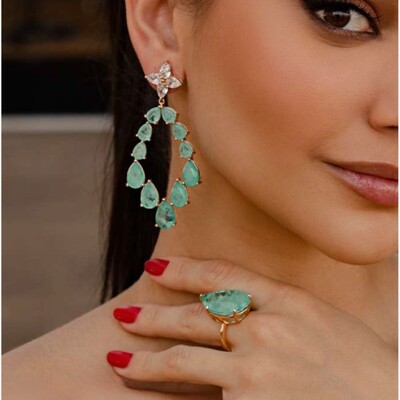 FotoBrinco Grande Gotas Paraíba Fusion e Zircônias em Ródio