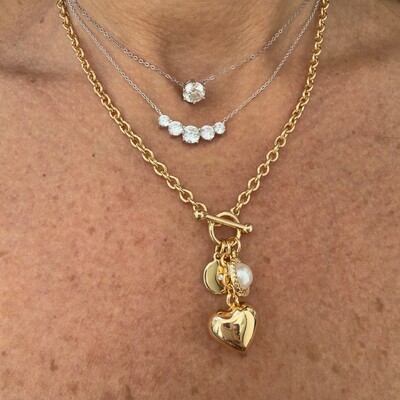 FotoColar com 5 Zircônias Redondas em Prata 925