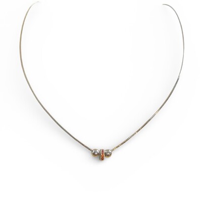 Foto Colar Rodinha Cravejada e Bolinhas em Ródio