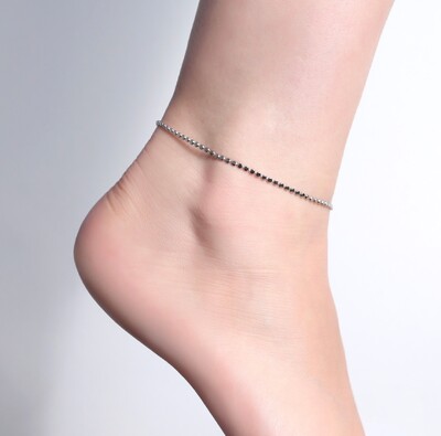 FotoTornozeleira Bolinhas Amassadas em Ródio