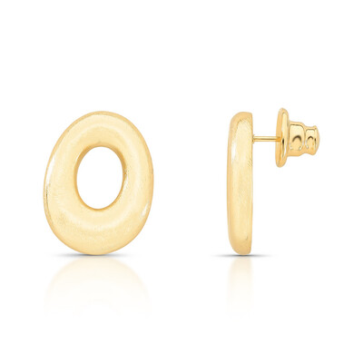 Foto Brinco Oval Vazado com Textura em Dourado
