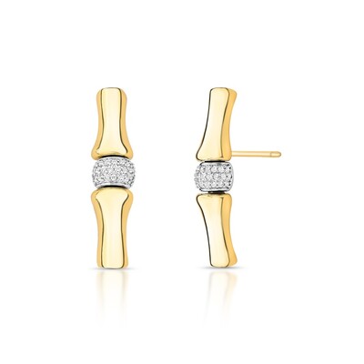 Foto Brinco Bambu com Zircônias em Dourado