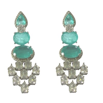 Foto Brinco 3 Paraíbas Fusion com Gotas de Zircônias em Ródio