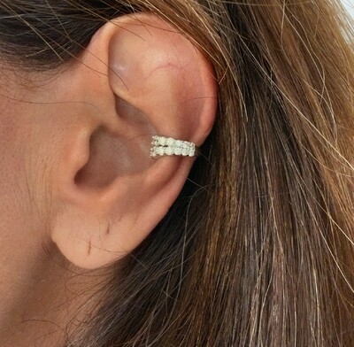 Foto Piercing Fake 2 Fileiras Cravejadas com Citrino em Prata 925