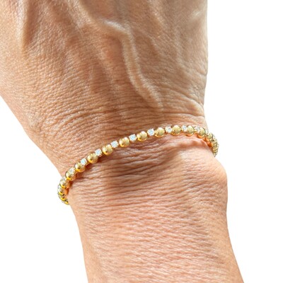 Foto Bracelete Bolinhas com Zircônias em Dourado