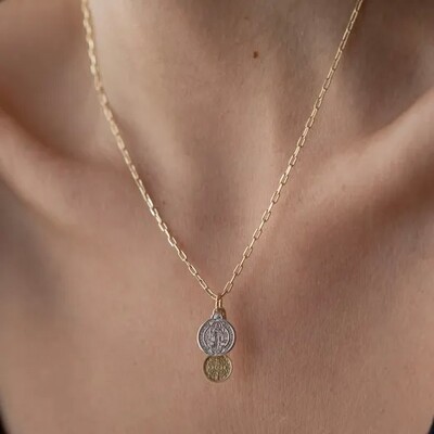 FotoColar Corrente Cartier Dourada com 2 São Bentos