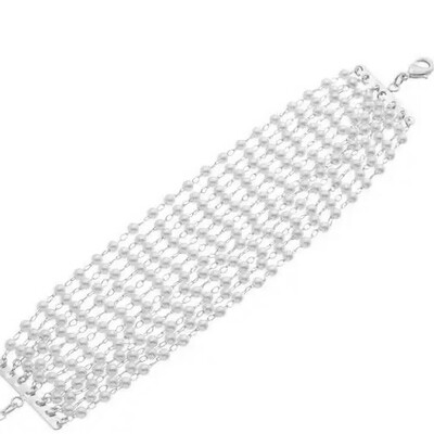 Foto Pulseira 12 Fios De Perolinhas em Ródio