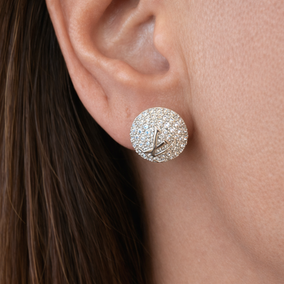 FotoBrinco Botão Cravejado com Zircônias em Ródio