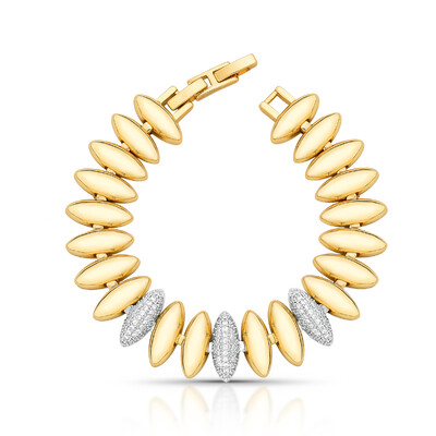 Foto Pulseira Gomos Lisos e Cravejados com Zircônias em Dourado