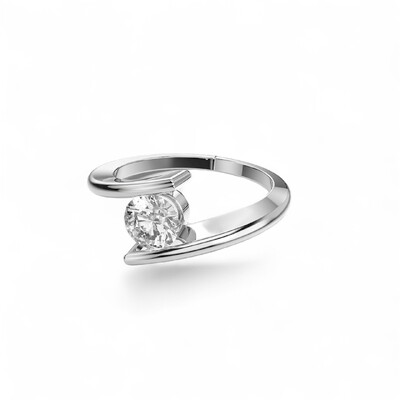 Foto Anel Moissanite Pedra Flutuante 5MM 0,5 CT em Prata 925