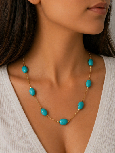 FotoColar Pastilhas Turquesa Natural em Dourado