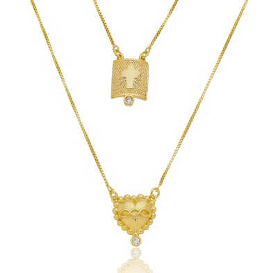 Foto Escapulário Coração e Cruz em Dourado