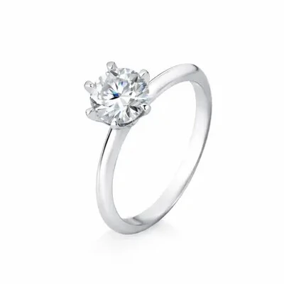 Foto Anel Moissanite Solitário 6.5MM 1,0CT em Prata 925
