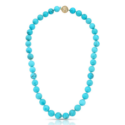 Foto Colar Howlita Turquesa com Fecho Cravejado com Zircônias em Dourado