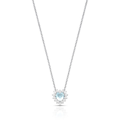 Foto Colar Coração Princesa Água Marinha Fusion em Ródio