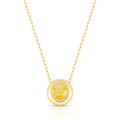 Foto Colar Morganita Oval com Zircônias em Dourado