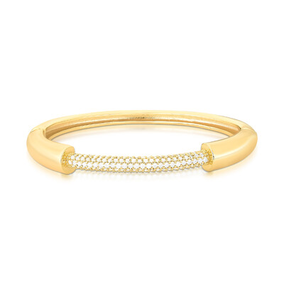 Foto Bracelete Roliço Cravejado com Zircônias em Dourado