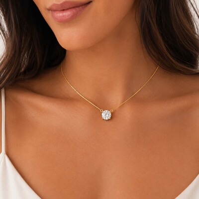 Foto Colar Solitário 1CT Zircônia em Dourado