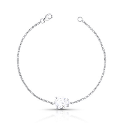 Foto Pulseira Fina com Gota de Zircônia na Prata 925