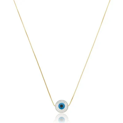 Foto Colar Veneziana Fina com Olho Grego De Madrepérola em Dourado