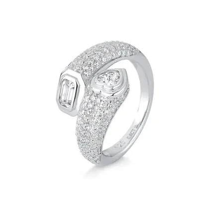 Foto Anel Moissanite Duplo Todo Cravejado 1,93CT em Prata 925