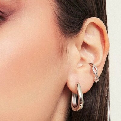 FotoPiercing Fake 3 Elos com Zircônias em Ródio