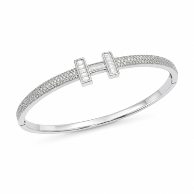Foto Bracelete H Cravejado em Rodio
