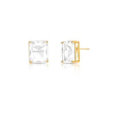 Foto Brinco Retangular Cristal G em Dourado