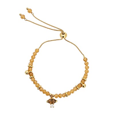 Foto Pulseira Shamballa Quartzo Natural com Entremeios Dourados