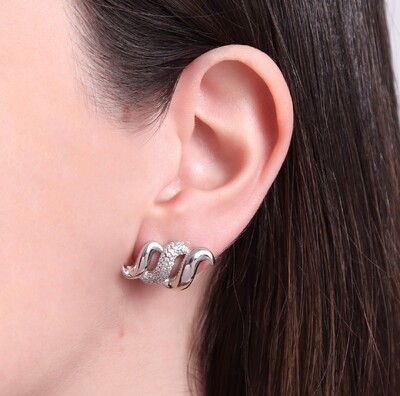 FotoBrinco Ondas Lisas e Cravejada com Zircônias em Ródio