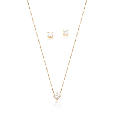 FotoColar com Ponto de Luz de Zircônia Quadrada em Dourado