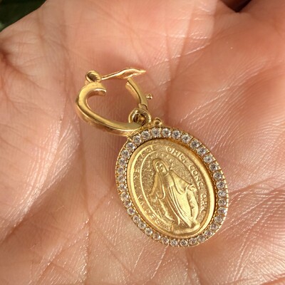 FotoPingente N Sra das Graças com Zircônias Banho de Ouro em Prata 925