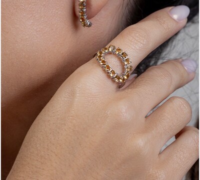 Foto Anel Aberto em Cima com Citrinos