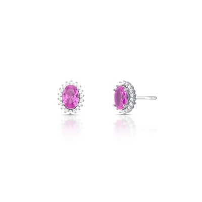 Foto Brinco Oval Rubelita com Zircônias Princesa em Prata 925