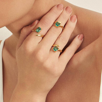 FotoAnel Regulável com Paraíba Fusion Retangular em Dourado